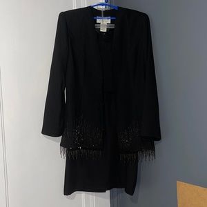 Vintage retro black beaded bead work suit and skirt set